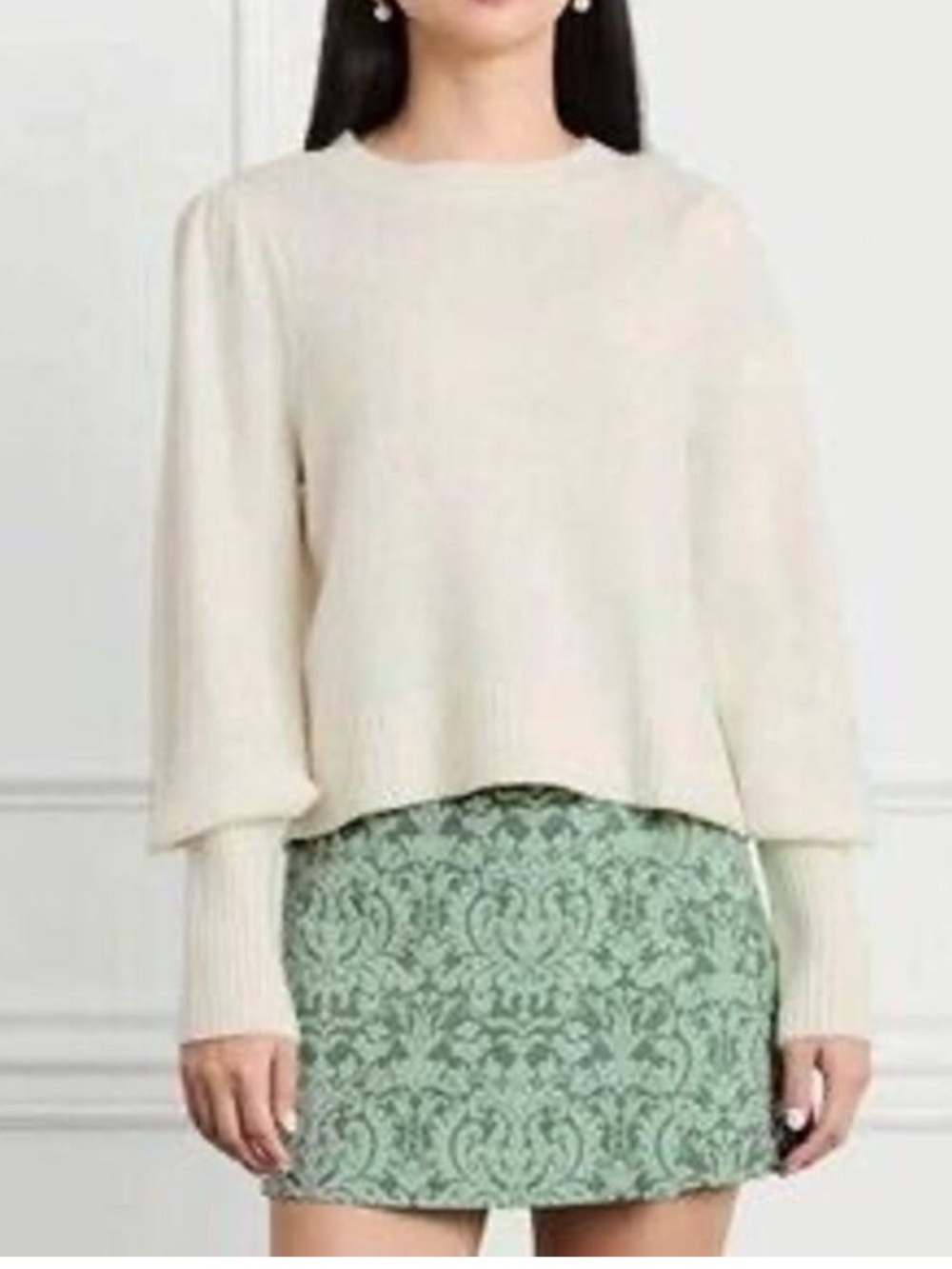 ⭐️Hill House Home- The Cropped Sylvie Sweater, Cream Merino Wool⭐️